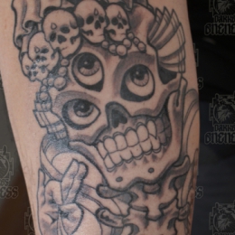 Tattoo Tibetan skull by Darko groenhagen