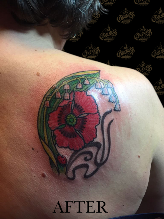 Tattoo Flower cover up by Darko groenhagen