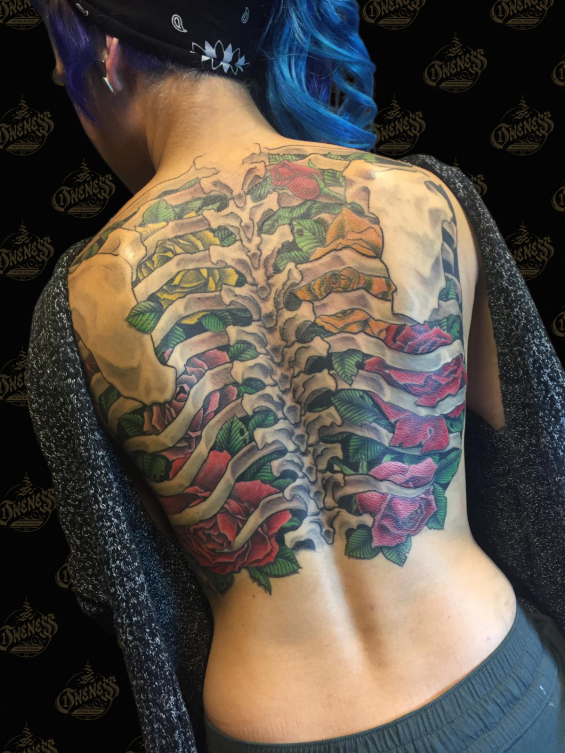 Tattoo Flowered ribcage by Darko groenhagen