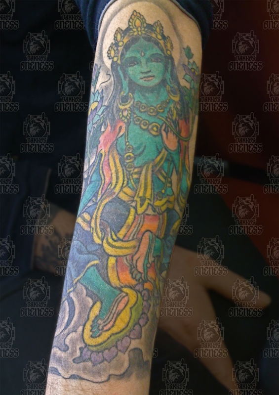 Tattoo Tibetan green tara by Darko groenhagen