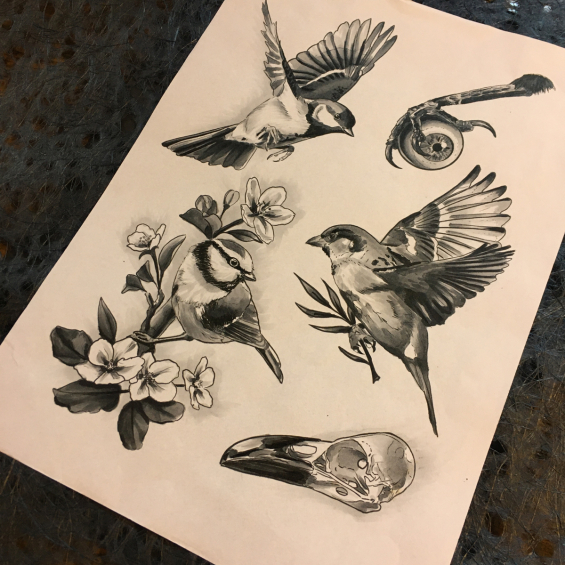 Tattoo Birds flash by Iris van der peijl