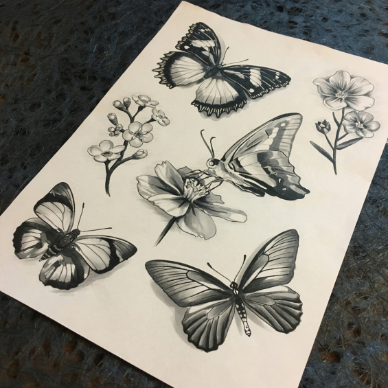 Tattoo Butterflies flash by Iris van der peijl
