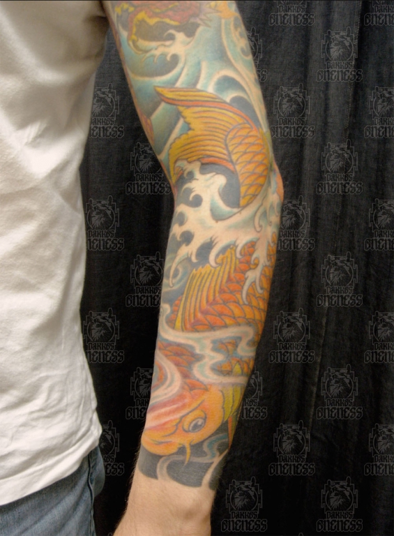Tattoo Japanese koi sleeve by Darko groenhagen