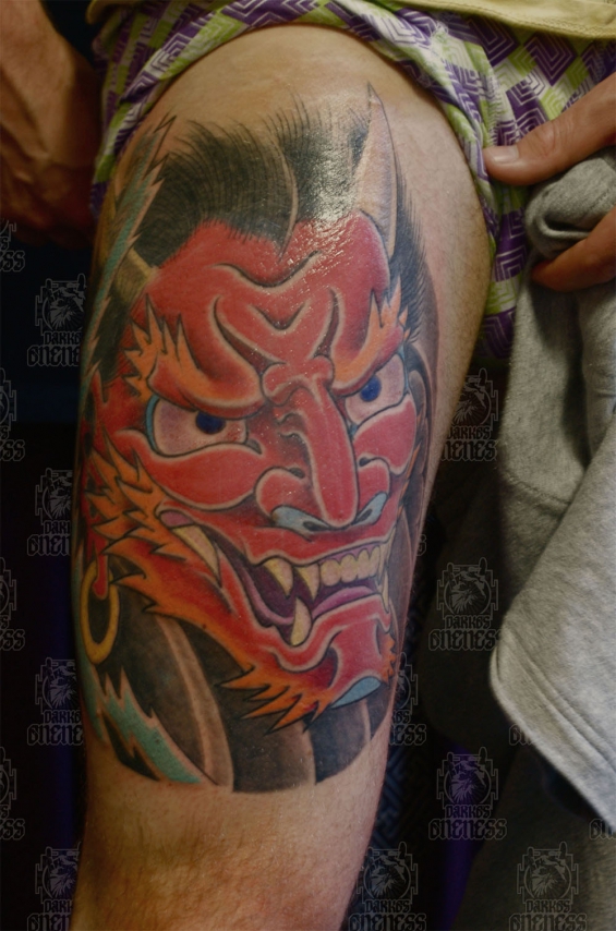 Tattoo Japanese rajin upperleg by Darko groenhagen