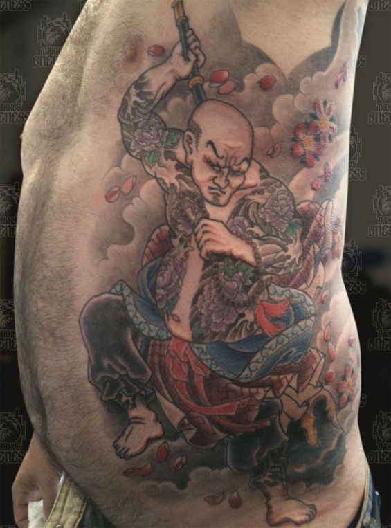 Tattoo Japanese samurai rib by Darko groenhagen