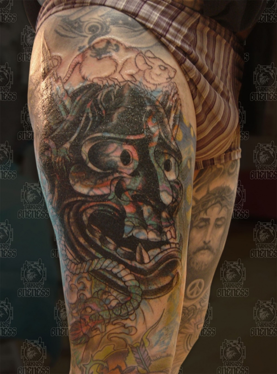 Tattoo Japanese hannya cover by Darko groenhagen