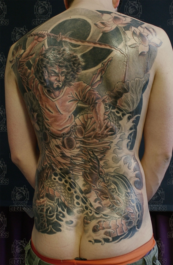 Tattoo Japanese sourcerer fighting by Darko groenhagen
