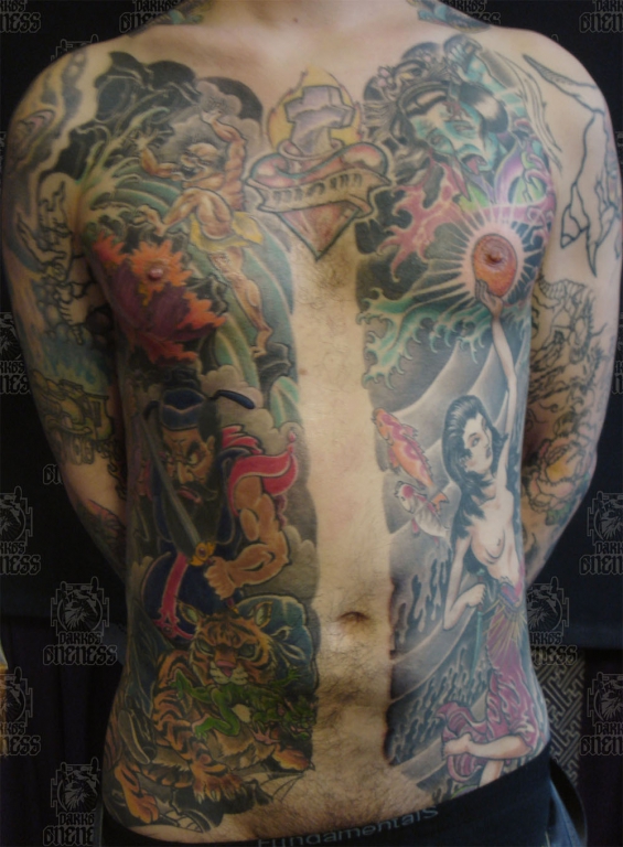 Tattoo Japanese tamatoro hime goddess and octopus by Darko groenhagen