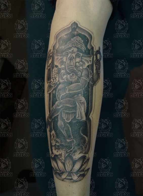 Tattoo Indonesian and indian arm ganesha by Darko groenhagen