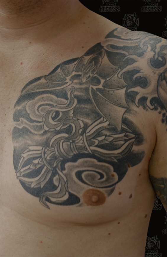 Tattoo Tibetan vajra bat by Darko groenhagen