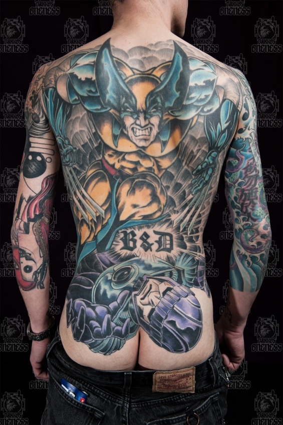 Tattoo Comic wolverine backpiece by Darko groenhagen