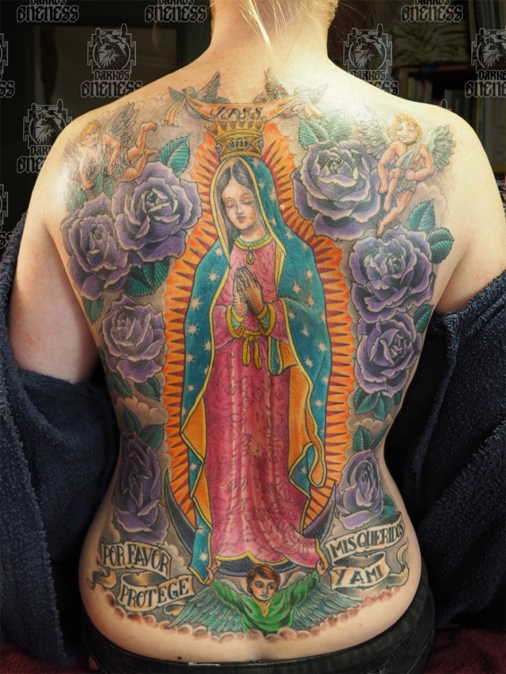 Tattoo Holy mary backpiece by Darko groenhagen