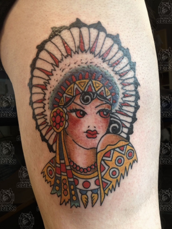 Tattoo Indian girl by Sjoerd elstak