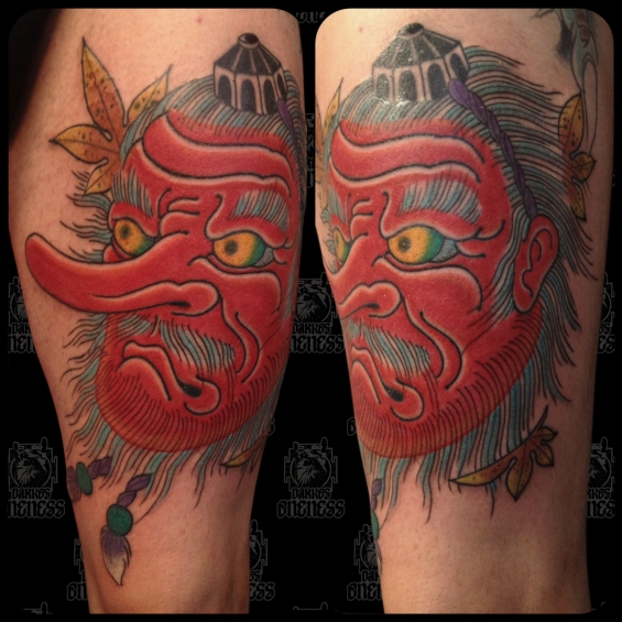 Tattoo Japanese mask by Sjoerd elstak