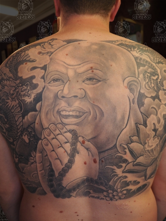 Tattoo Black and grey buddha by Darko groenhagen