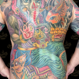 Tattoo Ganesha backpiece by Darko groenhagen