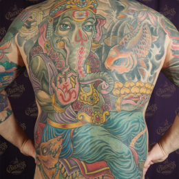Tattoo Ganesha backpiece by Darko groenhagen