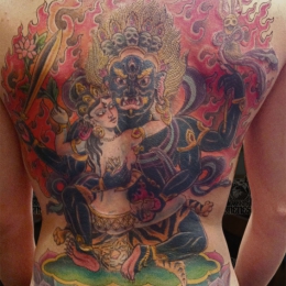 Tattoo Tibetan mahakala and white tara by Darko groenhagen