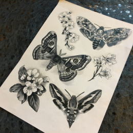 Tattoo Moth flash by Iris van der peijl