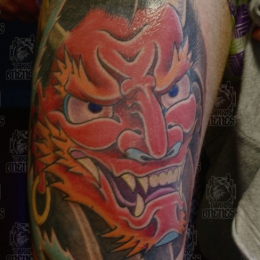 Tattoo Japanese rajin upperleg by Darko groenhagen