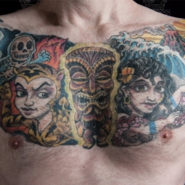 Tattoo Tiki chestpiece by Darko groenhagen