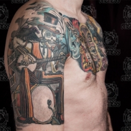 Tattoo One man band by Darko groenhagen