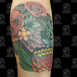 Tattoo Flower skull by Darko groenhagen