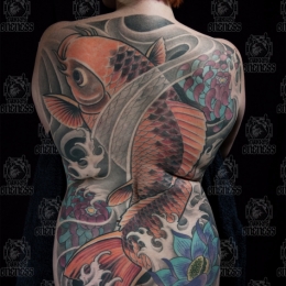 Tattoo Backpiece koi by Darko groenhagen