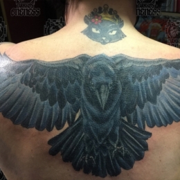 Tattoo Black and grey crow by Darko groenhagen