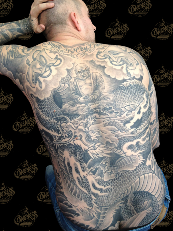 Tattoo Black and grey backpiece by Darko groenhagen