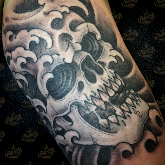 Vincent water skull tattoo