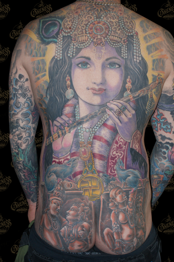 Darko goddess backpiece tattoo