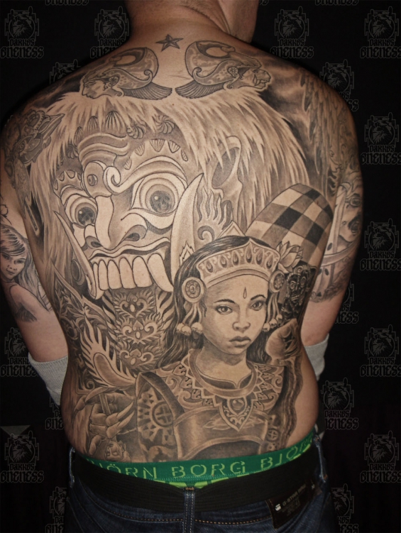 Indonesian and indian indonesian backpiece darko oneness tattoo2