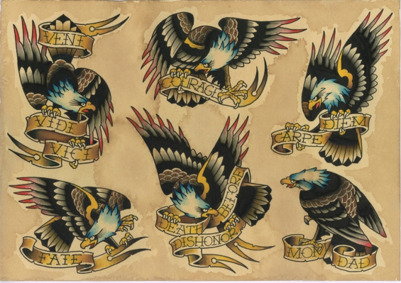 Traditional eagle tattoo flash Royalty Free Vector Image