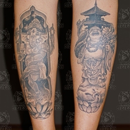 Tattoo Japanese lucky gods by Darko groenhagen