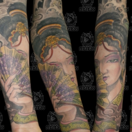 Tattoo Japanese geisha with snake and hannya by Darko groenhagen